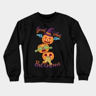 Triple Funny Halloween Pumpkin Head Crewneck Sweatshirt